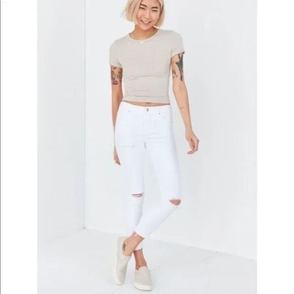 AGOLDE | Revolve Sophie Crop Distressed Mid -Rise Jeans white 29 - Picture 16 of 16